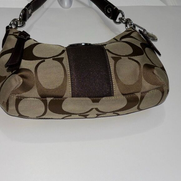 COACH Khaki Signature Stripe Mini Handbag A1221-F19218 tan/brown/khaki - Picture 5 of 11